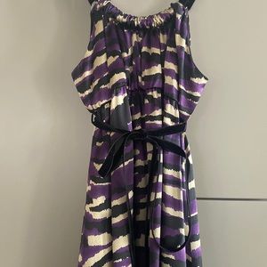 Gorgeous Silk Purple/Black/Taupe Zebra Print Long Dress Size 6
